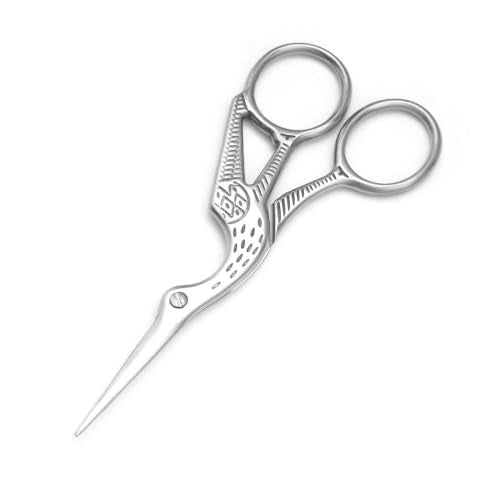 3.6" Sewing Embroidery Scissors with Artificial Leather Cover(Silver) - color: Silver