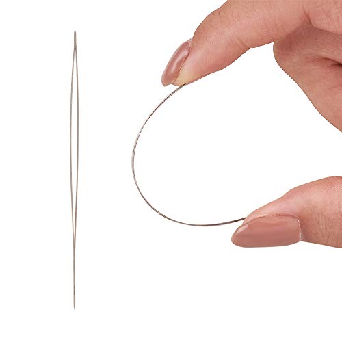 Craftdady 10Pcs Big Eye Beading Needles 2.95-Inch Stainless Steel Collapsible Embroidery Sewing Needles for Jewelry Making - color: Stainless Steel Color, 2.95"