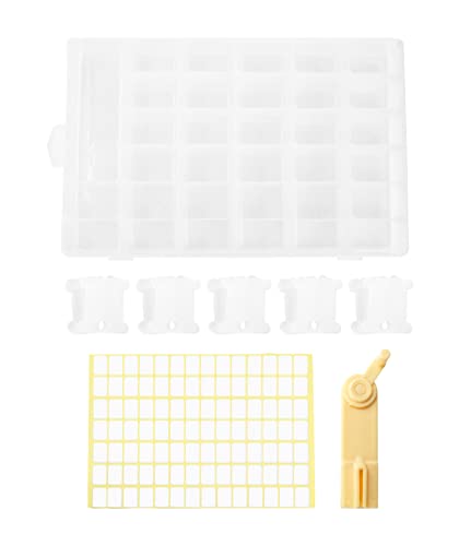 Mandala Crafts Plastic Embroidery Floss Organizer Box with Dividers Bobbin Winder 100 Floss Bobbins 398 Stickers for Embroidery Thread Storage - Cross Stitch Organizer for Floss Storage
