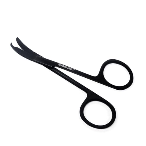 Small Scissors all Purpose, Sharp Mini Detail Craft Shears with Precision Angled One Hook Tip Design, Ideal for Thread Cutting, Sewing, Knitting, Embroidery, Stainless Steel Snips (Black - 3.5") - color: Black - 3.5"