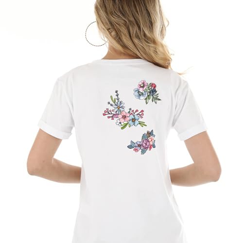 59PCS Flower Iron on Transfers, Soft Heat Transfer Vinyl Decals Patches, Thermal Transfer Vinyl Stickers for Women, Iron on Appliques for Clothes T-Shirt Hoodies Jeans Pillow Bags DIY Art Decoration