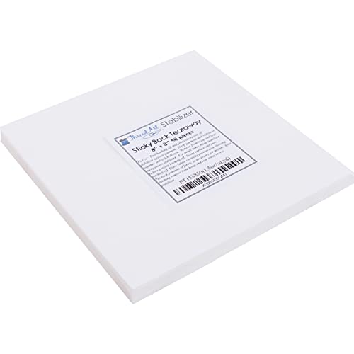 Threadart Sticky Back Tearaway Embroidery Stabilizer - 8" x 8" 50 Sheets - size: STICKY 8"X8" SHEETS