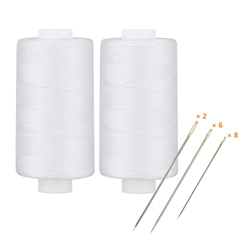 Simthread All Purpose Thread Polyester 400 Yards (2 White) - color: 2 white