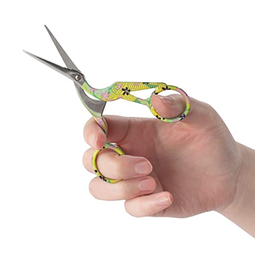JubileeYarn Pointed Tip Embroidery Craft Stainless Steel Stork Scissors - Yellow - 3 Units - color: Stork Yellow, size: 3 Units