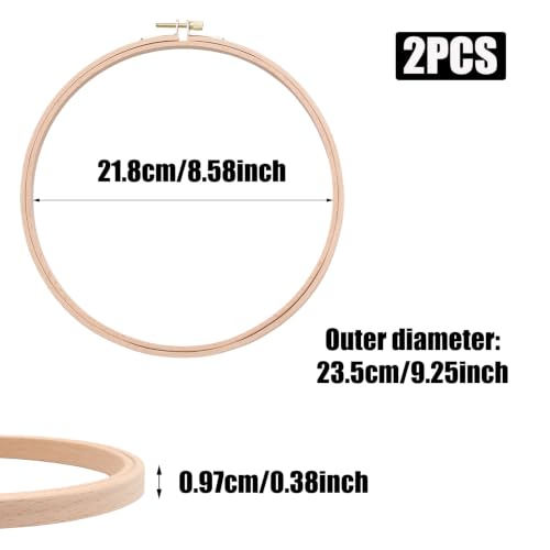 Mormchlots 2Pcs 9 Inch Wood Embroidery Hoops - size: 9 inch