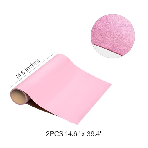 Mesheshe 2PCS Self Adhesive Felt Sheets, DIY Felt Adhesive Sheet for Art & Crafts, Peel and Stick Felt for Drawer/Jewelry Box Felt Liner, Solid Color Felt Wallpaper (14.6" x 39.4", Pink) - color: Pink