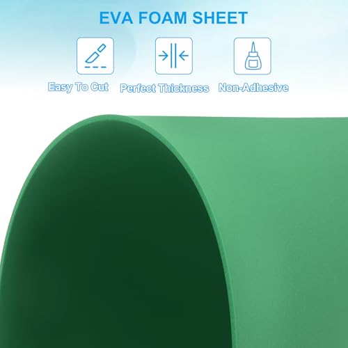 PATIKIL EVA Foam Sheet 10Pcs 12x8 Inch 2mm Thick Light Green - color: Light Green