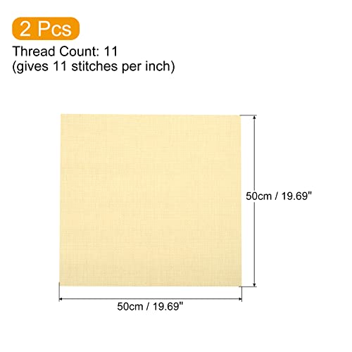 PATIKIL 11 Count Cross Stitch Cloth 20" x 20", 2 Pack Embroidery Cotton Fabric for DIY Needlework, Yellow - color: Yellow