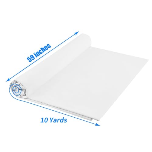 100% Muslin Fabric by Yard, 10 Yards x 59" White Cotton Fabric - color: Bleach White, size: 10 Yards