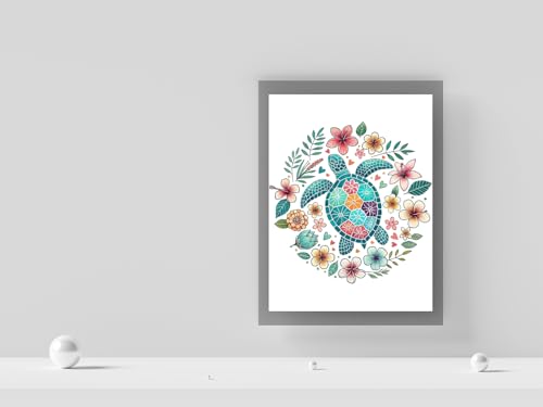 HKLIOPU Stamped Cross Stitch Kits - Hobby Turtle Floral Embroidery Starter Kit for Adult Beginners, 11CT Needlepoint Cross-Stitch Patterns Dimensions Kit Arts and Crafts 16x16 inch - color: SZX-US-LZ193