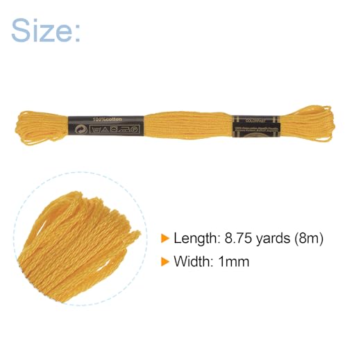 HARFINGTON 12 Skeins Embroidery Floss 8m Each Egyptian Long Fiber Cotton Cross Stitch Thread 26S/2x6 for Embroidery Projects Bracelet, Dark Yellow - color: Dark Yellow