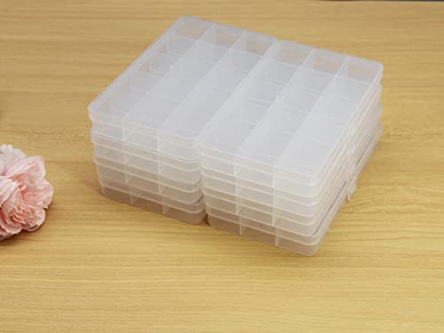 8Pack 15-Grid Clear Fixed Dividers Storage Boxes for Beads - size: 8pcs 15 Grids Box