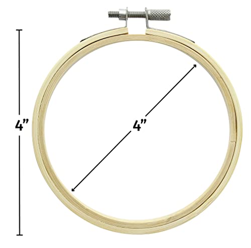 Essentials By Leisure Arts Wood Embroidery Hoop 4" Bamboo - Wooden Hoops for Crafts - Embroidery Hoop Holder Cross Stitch Cross Stitch Hoops and Frames