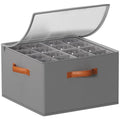 Foyego Wine Glass Storage Box, Gray - color: Gray, size: 15.7"L x 15.7"W x 9.8"H