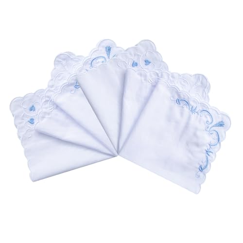 6 Pack of Ladies Embroidery Cotton Handkerchiefs Lace Wedding Hankies - color: Zww-w07