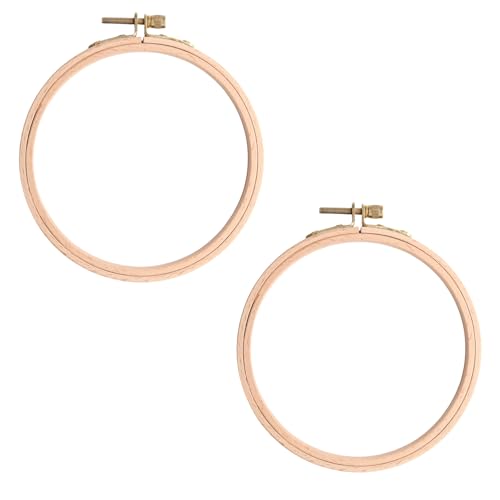 Mormchlots 2Pcs 5 Inch Wood Embroidery Hoops - size: 5 inch