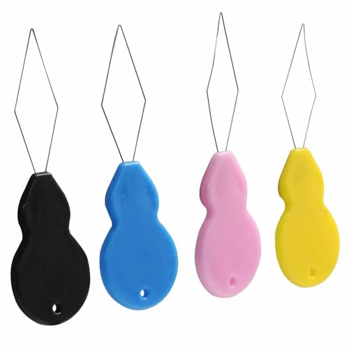 Coufce 20 Packs Pink/Black/Blue/Yellow Mini Needle Threader - color: Pink, Black, Blue, Yellow