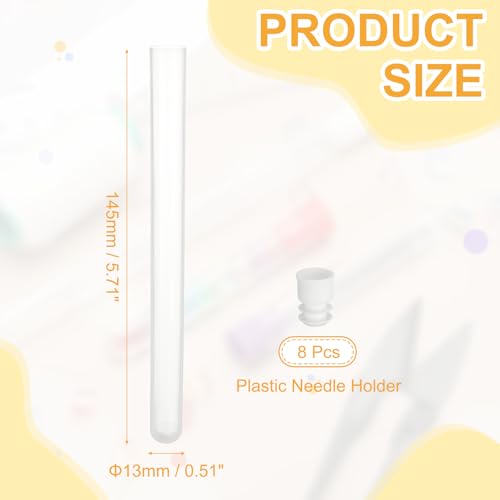 PATIKIL 5.7" Length Plastic Sewing Needle Storage Holder, 8 Pcs Portable Embroidery Needle Matte Pin Toothpick Storage Tubes Case for Craft Knitting, White - color: White