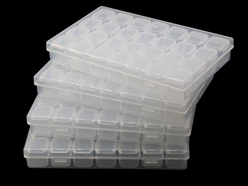 4 Pack Clear Storage Organizer for Seed Beads & Nail Crystal - size: 112 Slots 4 Pack 28 Grids