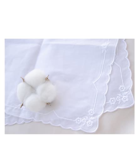 MileyMarla Ladies Embroidery Cotton White Handkerchiefs Lace Wedding Hankies - color: Zw-3pcs
