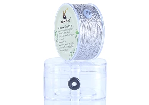 KONMAY 0.8mm Silver Ornament String with Case, 103 Yards Tinsel Twine Thread for Jewelry Making, Crafting, Decoration, Gift Wrapping, Christmas Ornaments Hanging - color: Silver, size: 0.8mm