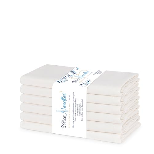 Blue Needles Solid Cloth Napkins 100% Cotton Set of 6-18 x 18 Inches - color: Cream, size: 18" x 18" (Set of 6)