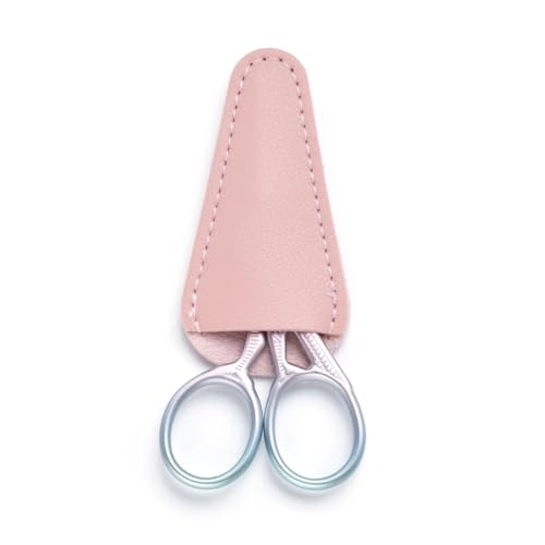 3.6" Sewing Embroidery Scissors with Artificial Leather Cover(Pink) - color: Pink