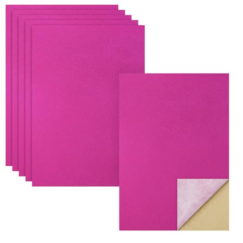 Biaungdo 6 Pcs Self Adhesive Felt Sheets, Hot Pink, 8 x 12 Inch
