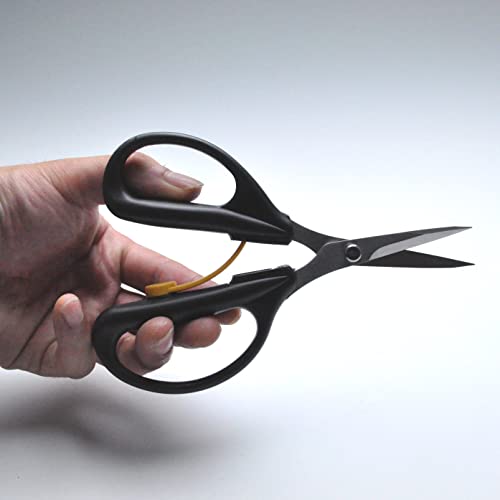 CANARY Spring Loaded Craft Scissors with Cover 6.3" [Sharp Tips], Made in JAPAN, Razor Sharp Japanese Stainless Steel Blade, Black - size: Spring (Sharp)