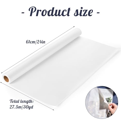 Tracing Paper Roll 24in x 30yd, White Trace Paper Pattern Paper Translucent Tracing Paper for Sewing, Drawing, Sketching, Gift Wrapping - size: 24in x 30yd