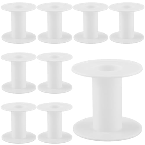 SUNNYCLUE 15Pcs 64 x 58mm Empty Spool Plastic Bobbins Bulk White Ribbon Weave Crochet Sewing Organizer Holder Chain Tape Spool for Thread Crafts Arts Stitch Supplies Embroidery Needle Yarn Women Adult - size: 2.28 x 2.52in