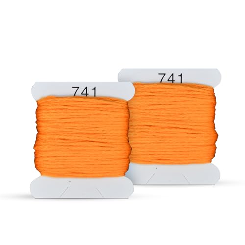 Embroidery Floss Kit and Refills - Cotton Threads - DMC Color Coding for Cross Stitch, String Crafts, Friendship Bracelets - color: 741 Golden Peach