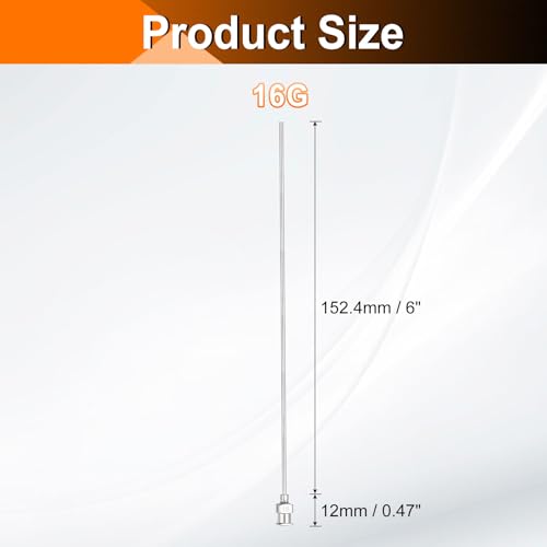 HARFINGTON 10pcs Dispensing Needles 16 Gauge 6 Inch Stainless Steel Blunt Tip Luer Connector for Refilling Glue Oil Thick Liquids Ink Lab Use, Silver - size: 16G 6"