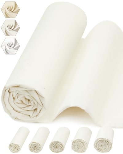 FIVEIZERO 100% Cotton Muslin Fabric by The Yard,59in x 1yd Cream Bleached Cotton Muslin Cloths–Medium Weight Beige Calico Fabric for Sewing,Quilting,Embroidery,Crafts & Apparel Projects - color: Cream, size: 1 yard pre cut