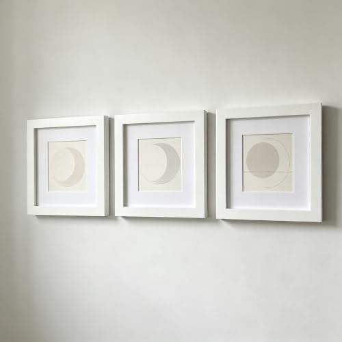 ZXT-parts 6x6 Picture Frames White Set of 2 Pack. 3.5x3.5 Picture Frame with Mat, Solid Wood, Plastic Panel (Not Glass). The Table and The Wall. - size: 6x6 with 3.5x3.5 Mat