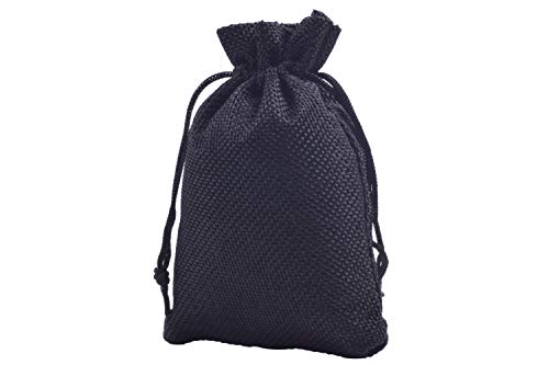 Sansam 50pcs 4.0X5.60 Inch Drawstring Burlap Gift Bags, Jute Jewellery Pouches, Small Black Lining Burlap Favor Sacks For Herb, Spices, Jute Treat Bags for Christmas, Wedding, Party - color: Black