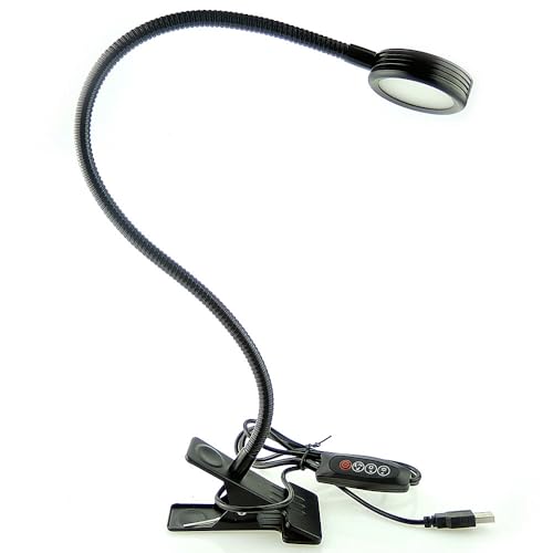 QUANS 3 Color Dimmable LED Clip On Light Black Gooseneck Desk Reading Lamp - color: Black (3 Color) Dimmable