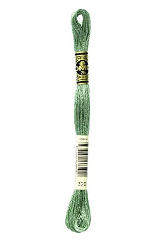 DMC 117-320 Mouline Stranded Cotton Six Strand Embroidery Floss Thread, Medium Pistachio Green, 8.7-Yard