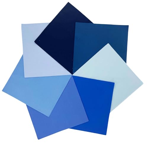 Blue Solid Cotton Quilting Fabric Layer Cake 10" Precut Quilt Squares, 42 PCS 7 Colors (6 Each), Medium Weight Fabric for Quilting Sewing Patchwork - color: Blue, size: 10 inch x 10 inch