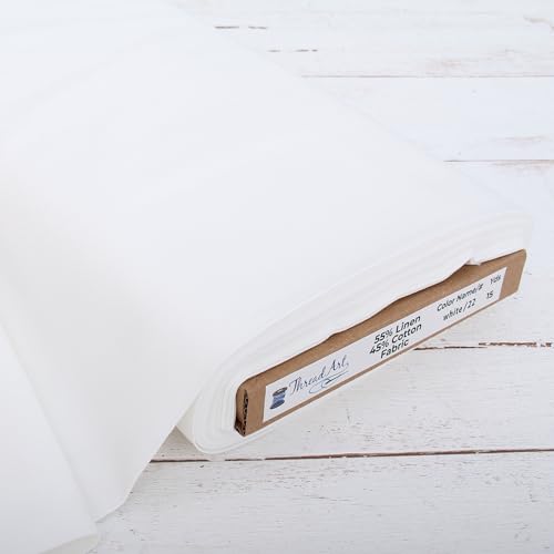 Threadart White Linen Fabric - By the Yard, 55" Wide - color: White, size: 1 YARD
