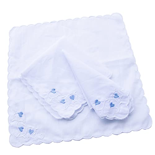 MileyMarla Ladies Embroidery Cotton White Handkerchiefs Lace Wedding Hankies - color: Heart-6pcs