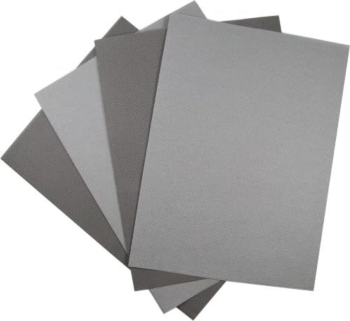 KCS 4/6 pc of 12" x 18"(30cmx45cm) 16 Count Cotton Aida Cloth Cross Stitch Fabric (4 pc,Medium Grey+Dark Grey) - color: Medium Grey+dark Grey, size: 4 pc