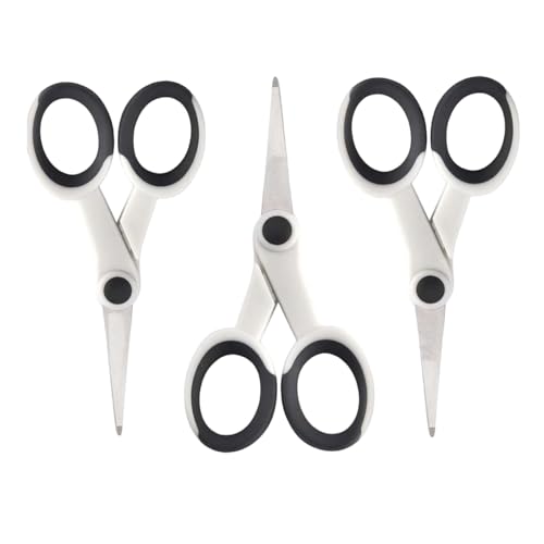 5 Inch Detail Scissors, Precision Paper Scissor Cutting, 3 Pack - color: White