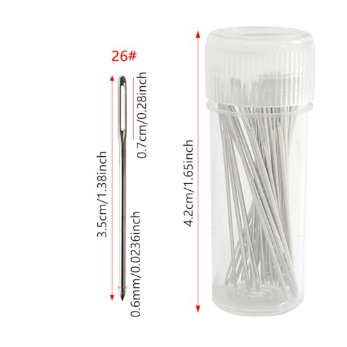 Zhenqing 50 Pack Size 26 Round Head Cross Stitch Needles with Free Needle Threader & Plastic Case - Blunt Tip Embroidery Needles for Tapestry, Sewing, Crafts(67251) - color: 26# (50pcs+1pc Needle Threader)