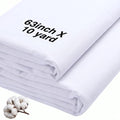 10 Yards x 63 Inch 100% Cotton Muslin Fabric by The Yard Bleached, White - color: White