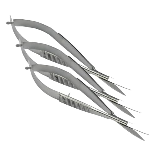 HTS 144S7 4.5" Straight Stainless Steel Squeeze Scissors (Pack of 3) - size: 144S7 Straight (Pack of 3)
