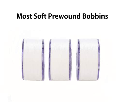 Simthread 144pcs Size A SA156 90WT Prewound Bobbin Thread - White - color: 90wt White