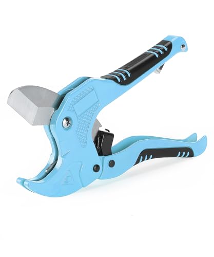 Bates- PVC Pipe Cutter, Cuts up to 1-5/8", Ratchet Pipe Cutter, PEX Cutting Tool for Cutting PEX, PVC, PPR Plastic Hoses and Plumbing Pipes, Sky Blue - color: Sky Blue
