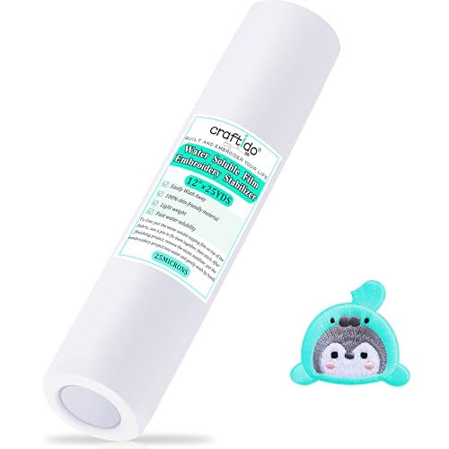 Craftido Clear Water Soluble Embroidery Topping Film -12" x 25 Yd/Roll - size: 12"x25yd roll