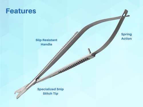 ARTMAN INSTRUMENTS Spring Action Micro Snip Stitch Removing Castroviejo Scissors 5.5 Inches for Fine Stitch Removal, Embroidery, and Micro Surgical Sutures
